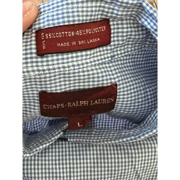 Chaps x Ralph Lauren Men's Blue White Plaid Print Button Down Shirt Size Large - Picture 8 of 8